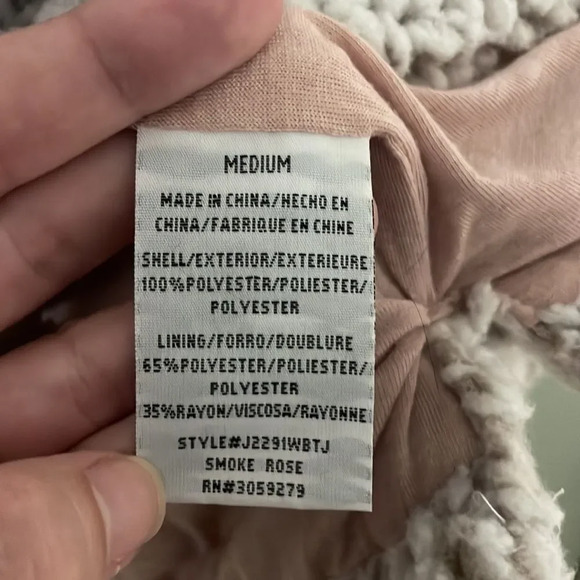 Thread & Supply Quarter Zip Sherpa Pullover Jacket Top Blush Petal Pink size M - Picture 5 of 6